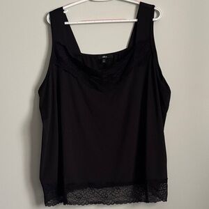 ellos Black Lace-Trim Tank Top